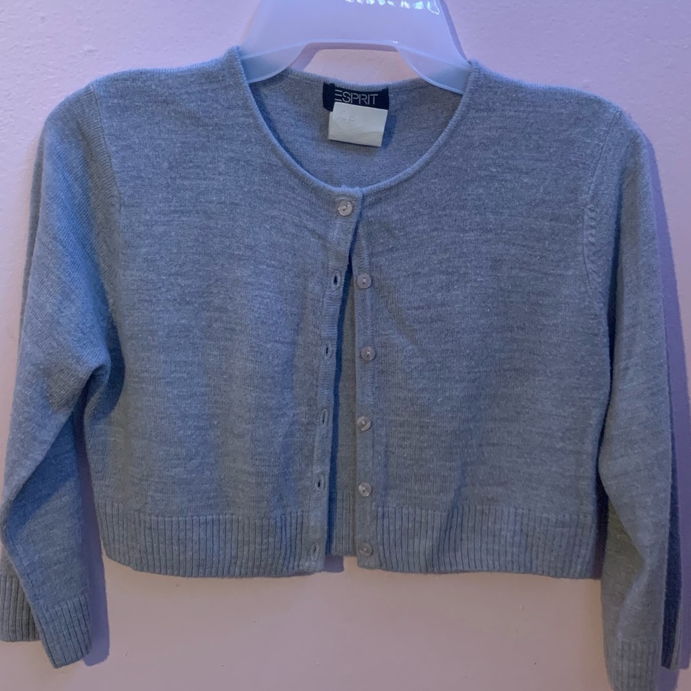 Esprit Grey Cropped Button Up Cardigan